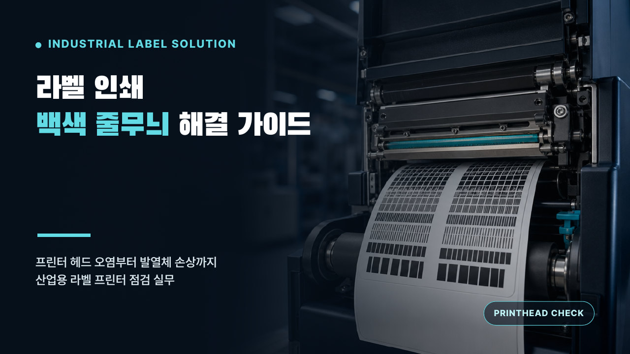 라벨 인쇄 시 발생하는 백색 세로 줄무늬의 원인과 프린터 헤드 점검 방법